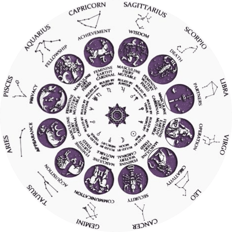 Rotating Vedic astrology horoscope wheel